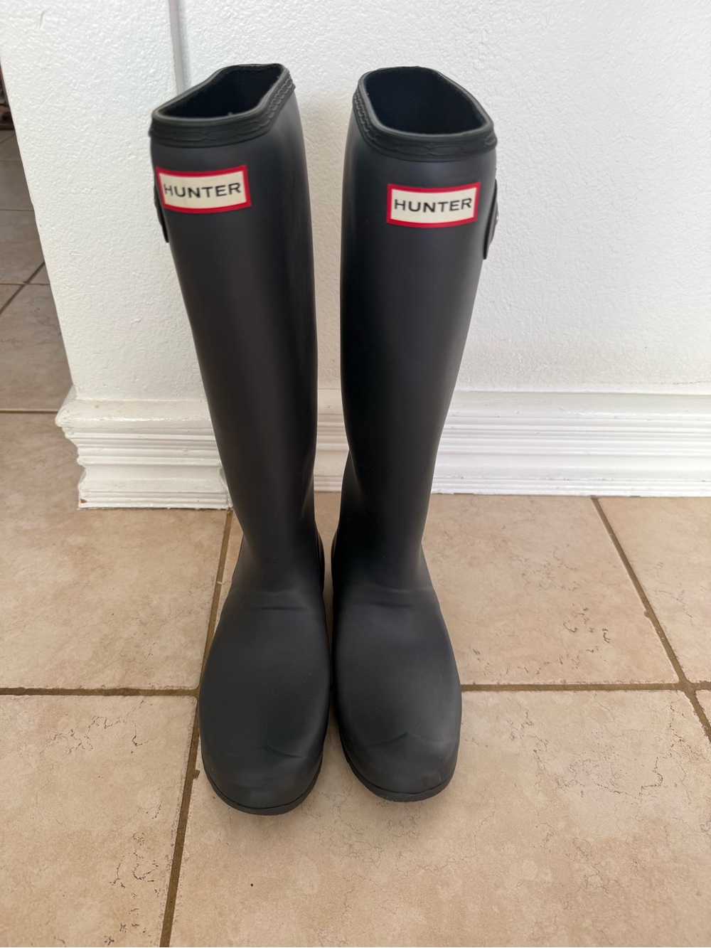 Hunter Original Tall Matte Dark Gray Rain Boots Women Size 8 Barn Garden Preppy